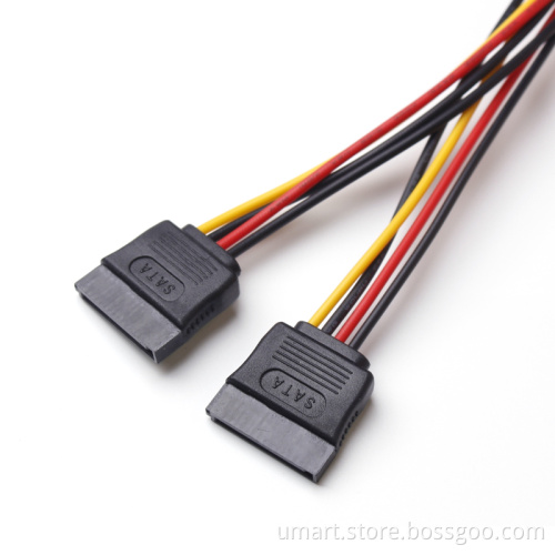 SATA 15pin Power Splitter Cable 15 Pin Male to Serial ATA 15pin x 2 Female Y Hard Drive Cables 15CM